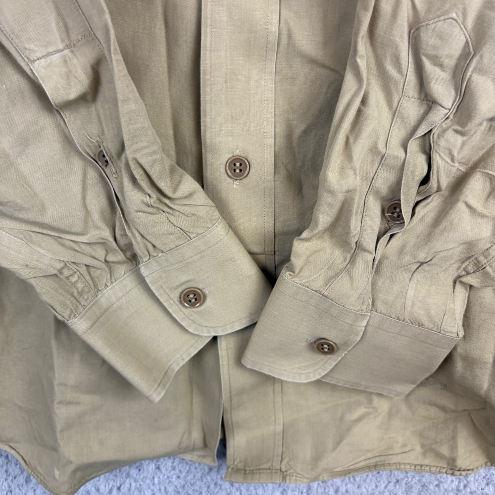 True Vintage Elbeco Poplin Shirt Mens Small Tan 50s Military Sanforized Khaki - Picture 3 of 7